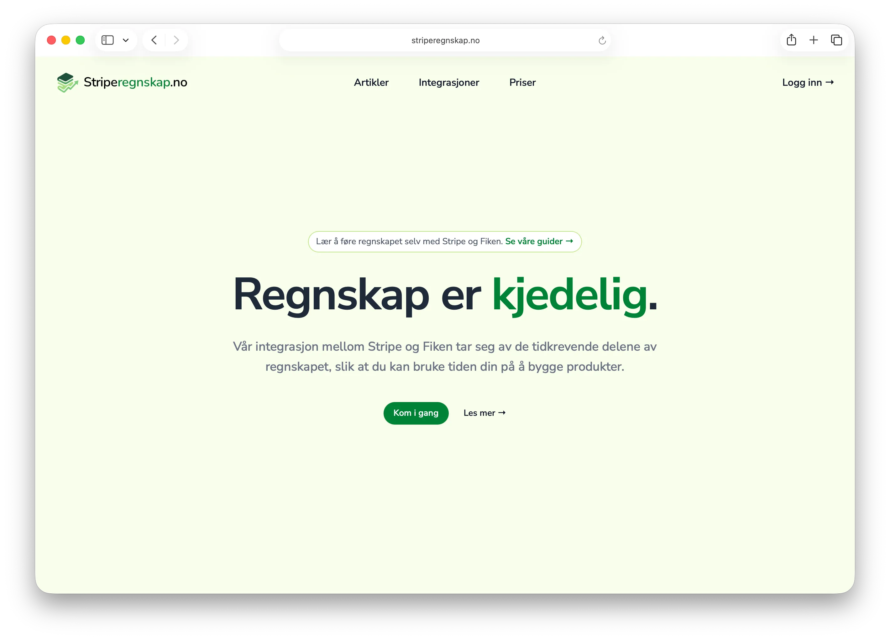 Striperegnskap screen dump
